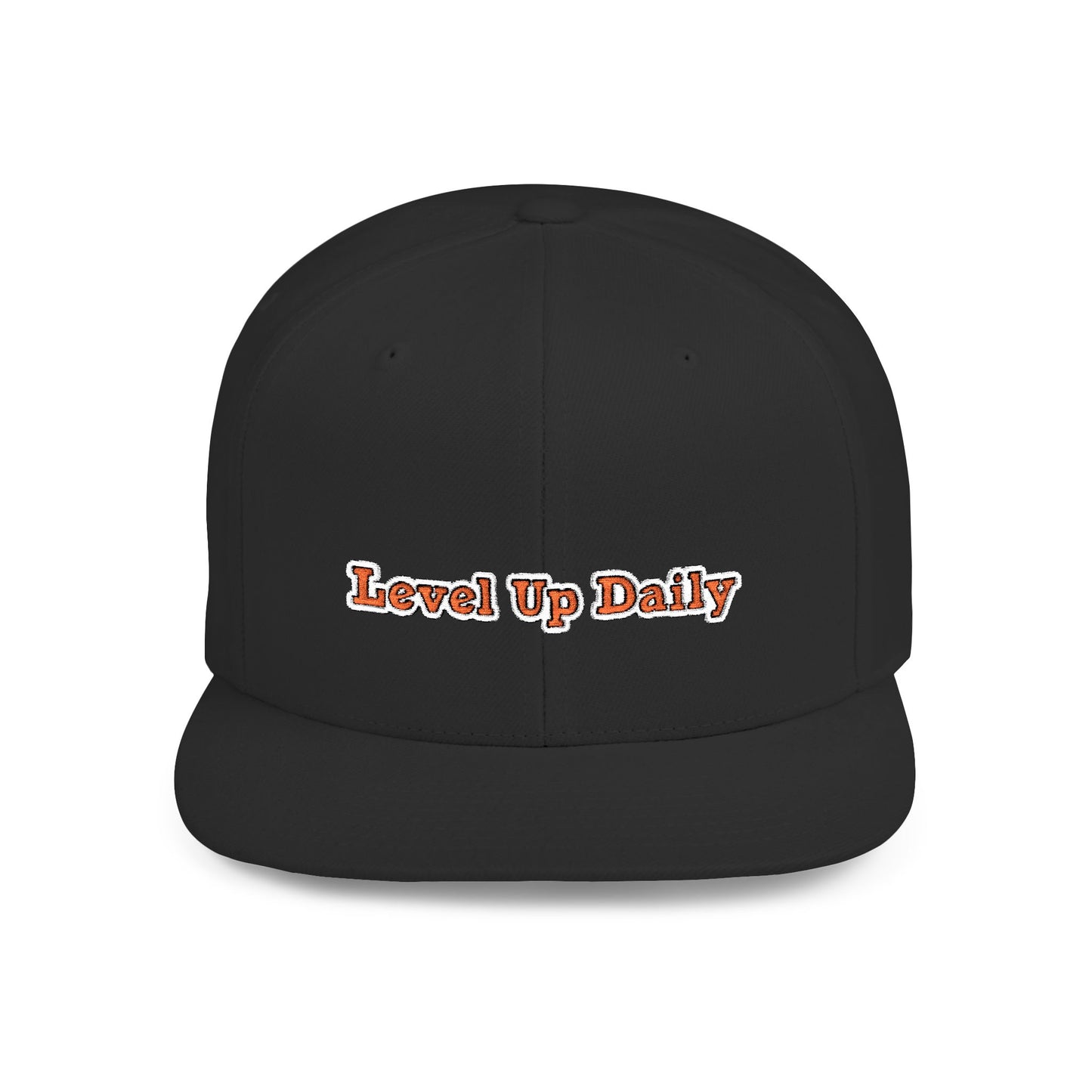 Text Level Up Daily Flat Bill Snapback – Lightweight, Custom Fit, Premium Quality