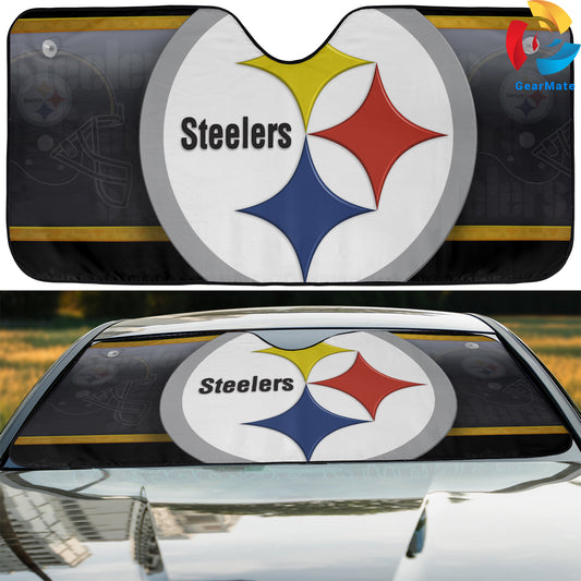 Pittsburgh Steelers NFL Football Team Spirit Reflective Car Sunshade – Premium Heat & UV Protection, Universal Fit