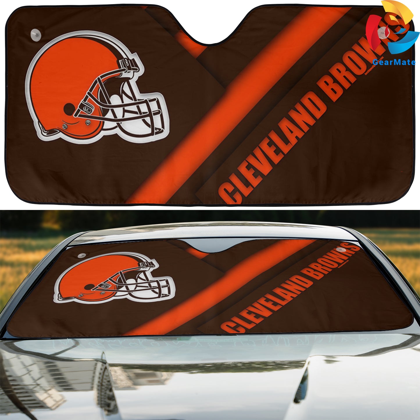 Cleveland Browns NFL Football Team Reflective Car Sunshade – Premium Heat & UV Protection, Universal Fit