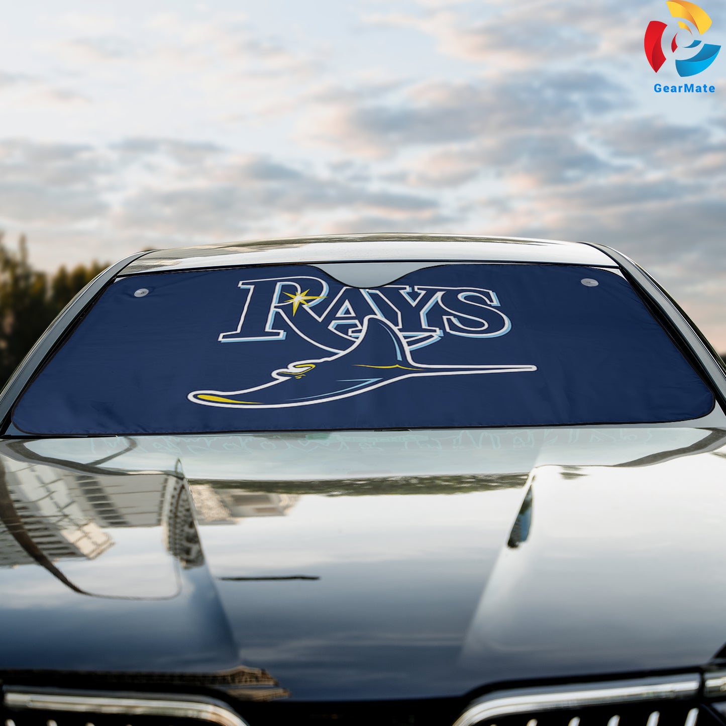 Tampa Bay Rays MLB Baseball Blue Origin Car Cover Reflective Car Sunshade – Premium Heat & UV Protection, Universal Fit