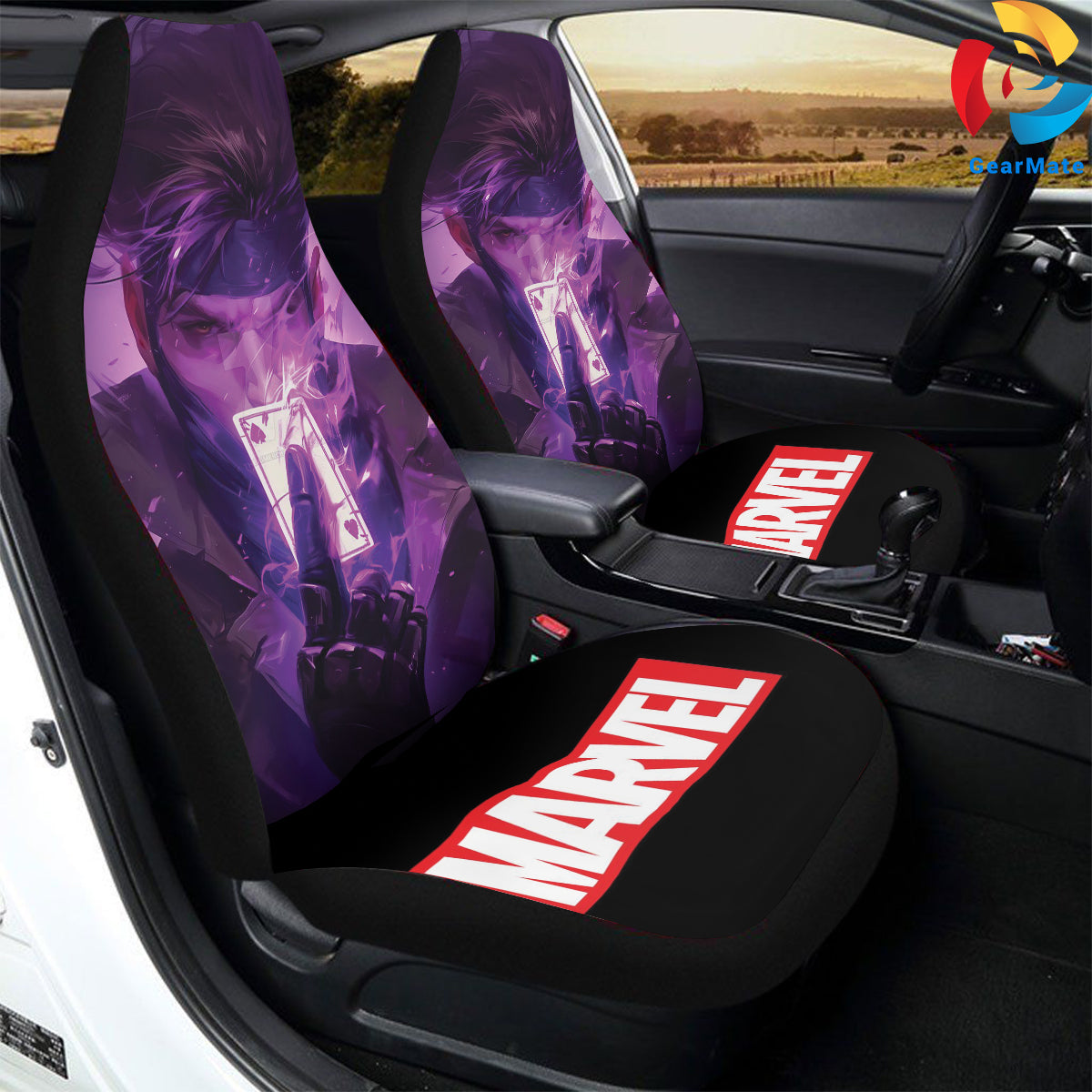 Marvel Remy LeBeau Car Seat Covers – High Quality Graphic and Polar Fleece Protector Set