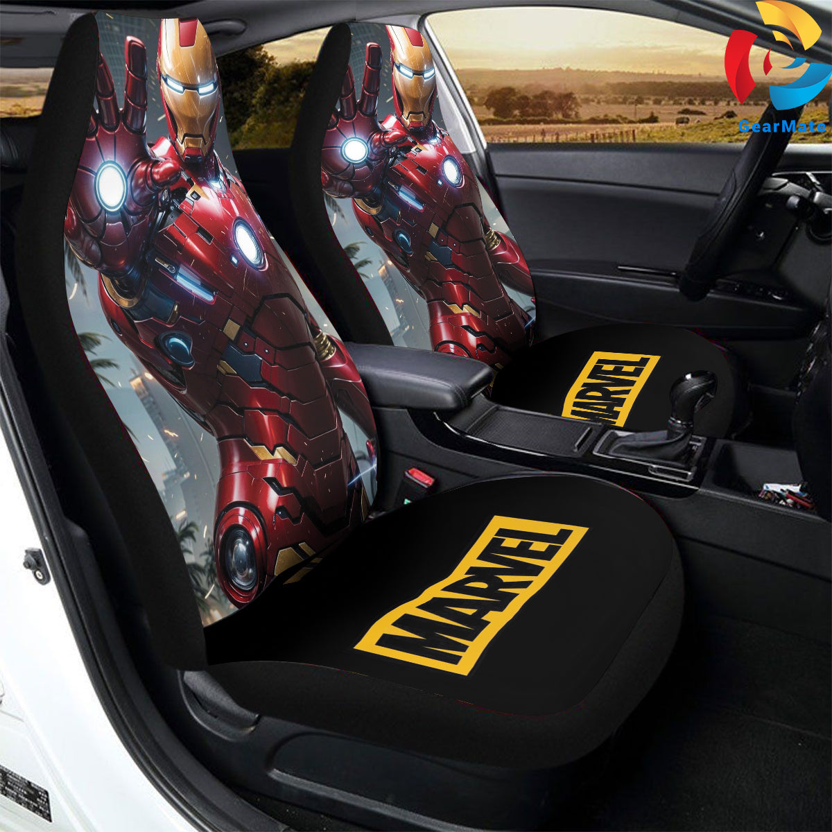 Marvel Iron Man Arvengers Car Seat Covers – High Quality Graphic and Polar Fleece Protector Set