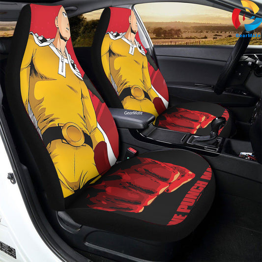 One Punch Man Saitama Car Seat Covers – High Quality Graphic and Polar Fleece Protector Set