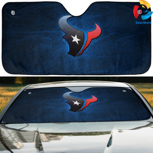 Houston Texans NFL Football Logo Blue Reflective Car Sunshade – Premium Heat & UV Protection, Universal Fit