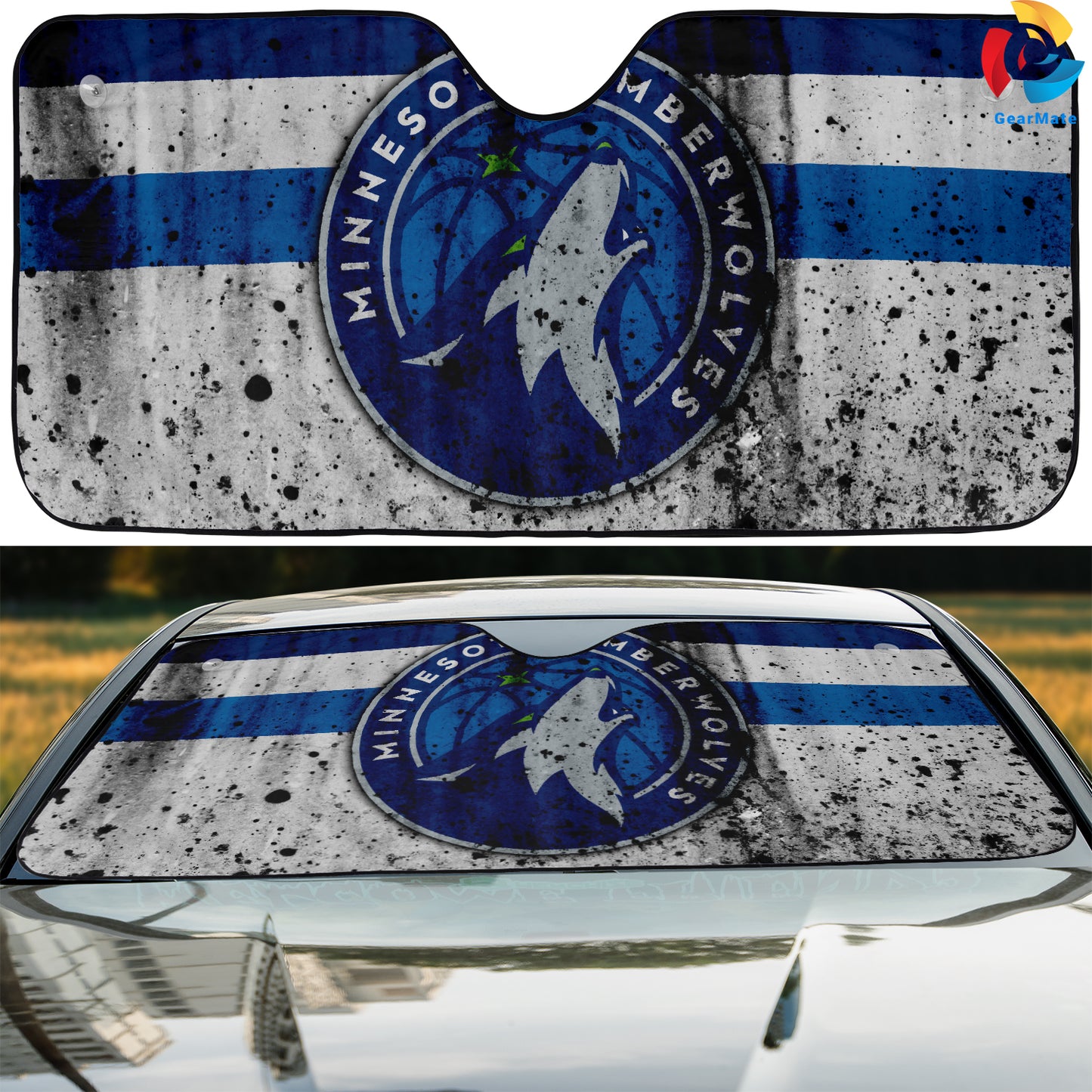 Minnesota Timberwolves NBA Black Spot Reflective Car Sunshade – Premium Heat & UV Protection, Universal Fit