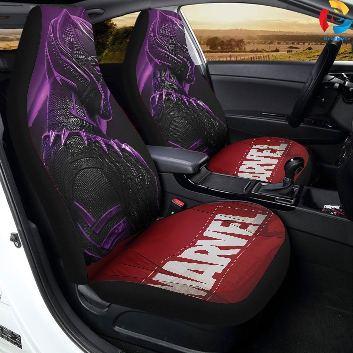 Black Panther Car Seat Covers – High Quality Graphic and Polar Fleece Protector Set