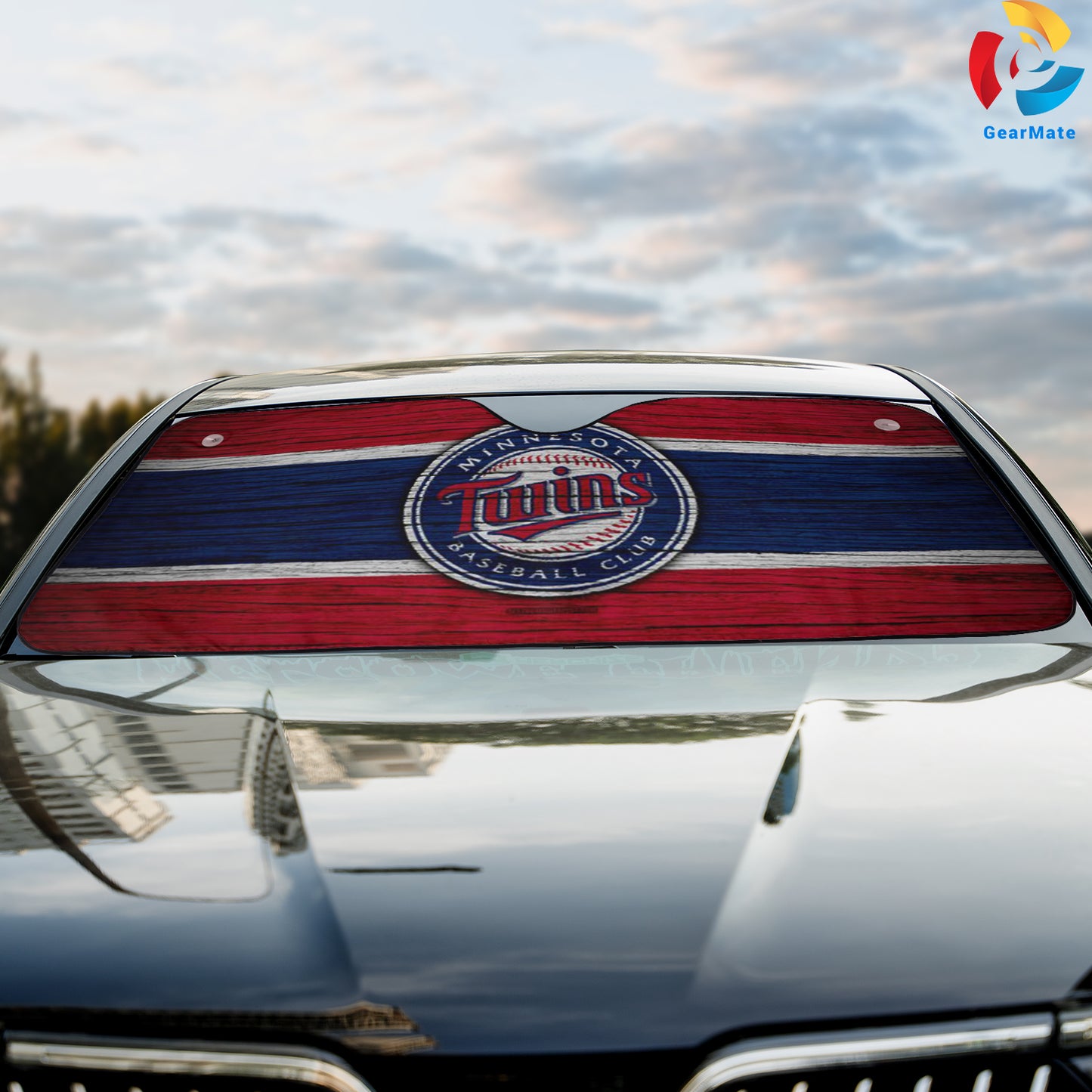 Minnesota Twins MLB Baseball Wooden Texture Reflective Car Sunshade – Premium Heat & UV Protection, Universal Fit