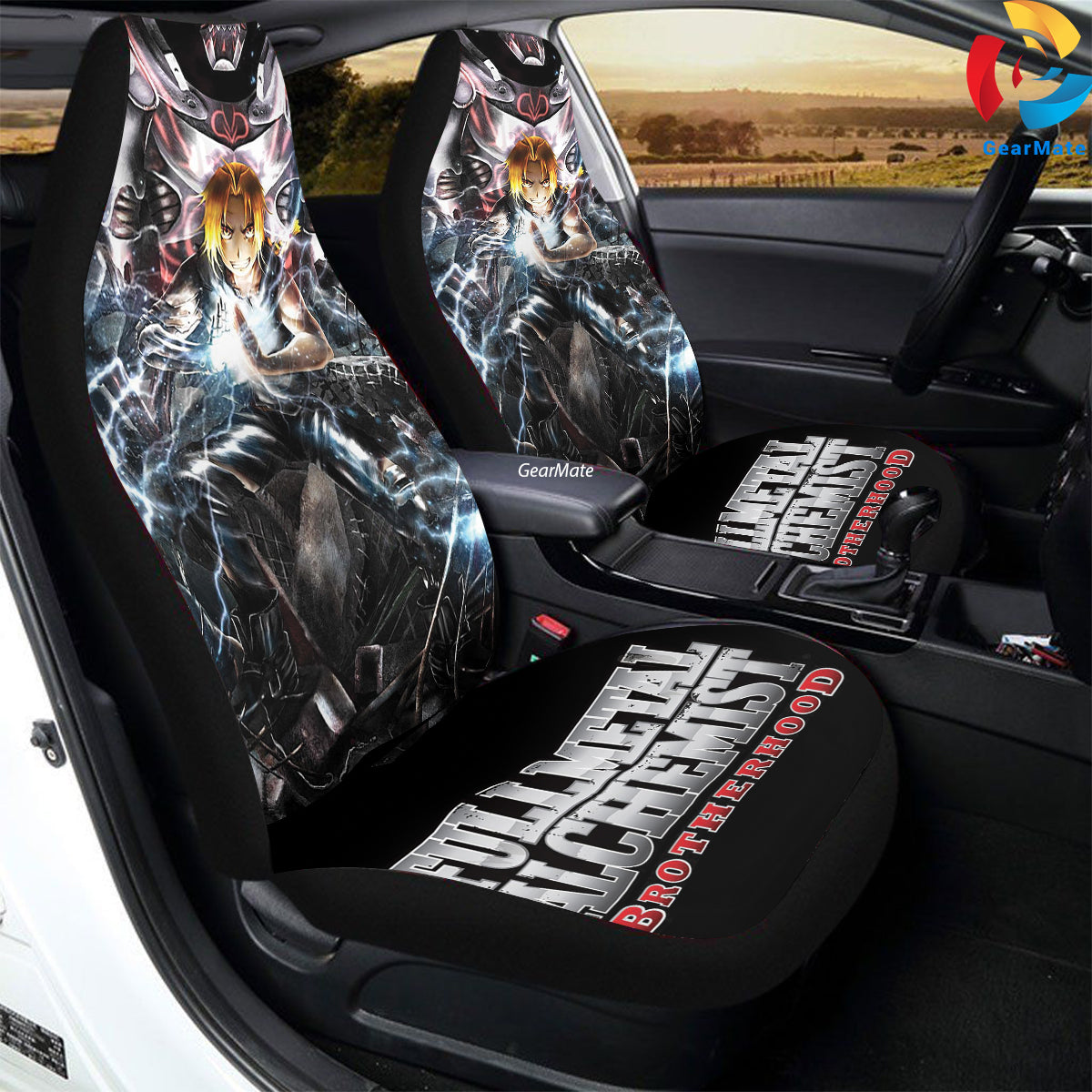 Edward Elric Fullmetal Alchemist Car Seat Covers – High Quality Graphic and Polar Fleece Protector Set