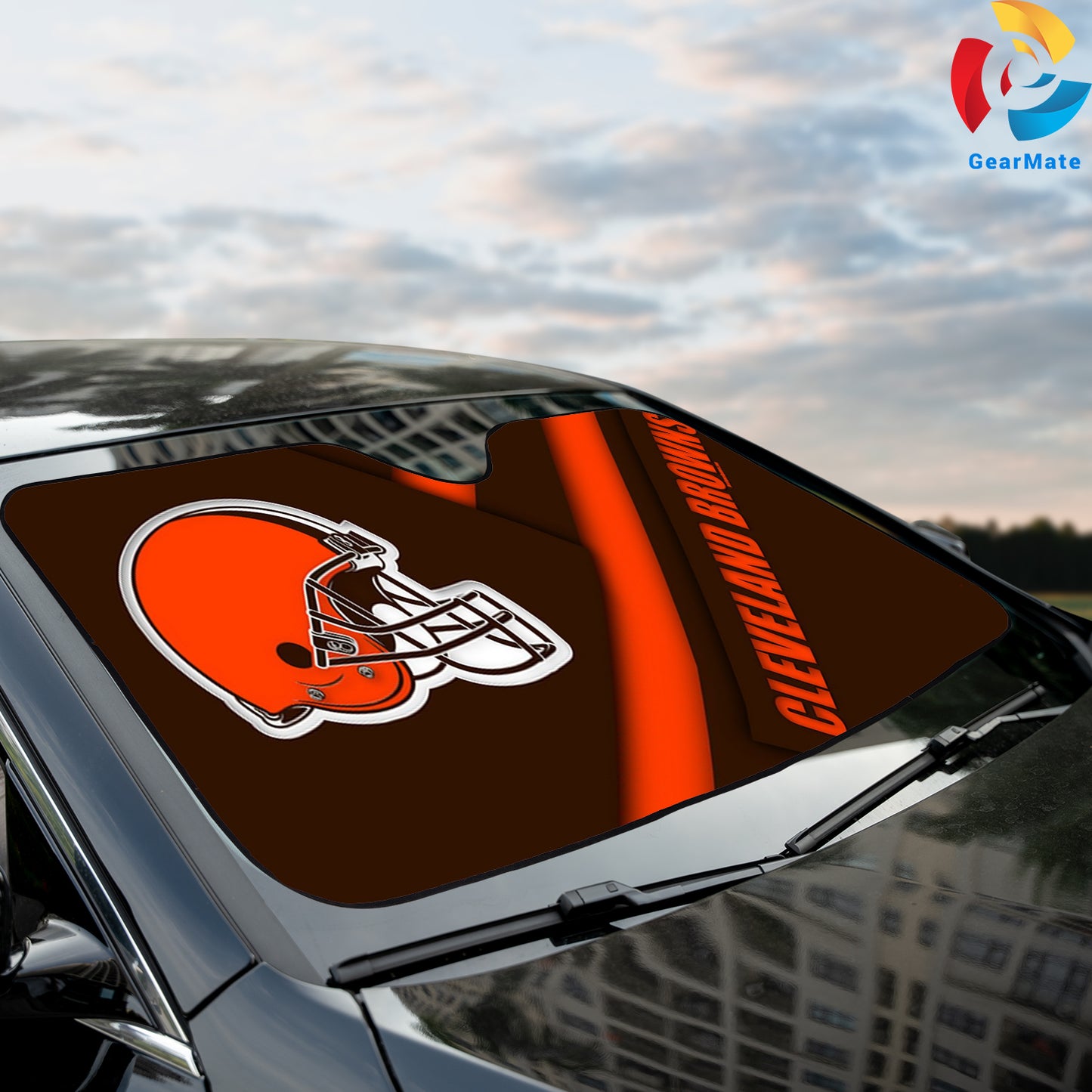 Cleveland Browns NFL Football Team Reflective Car Sunshade – Premium Heat & UV Protection, Universal Fit