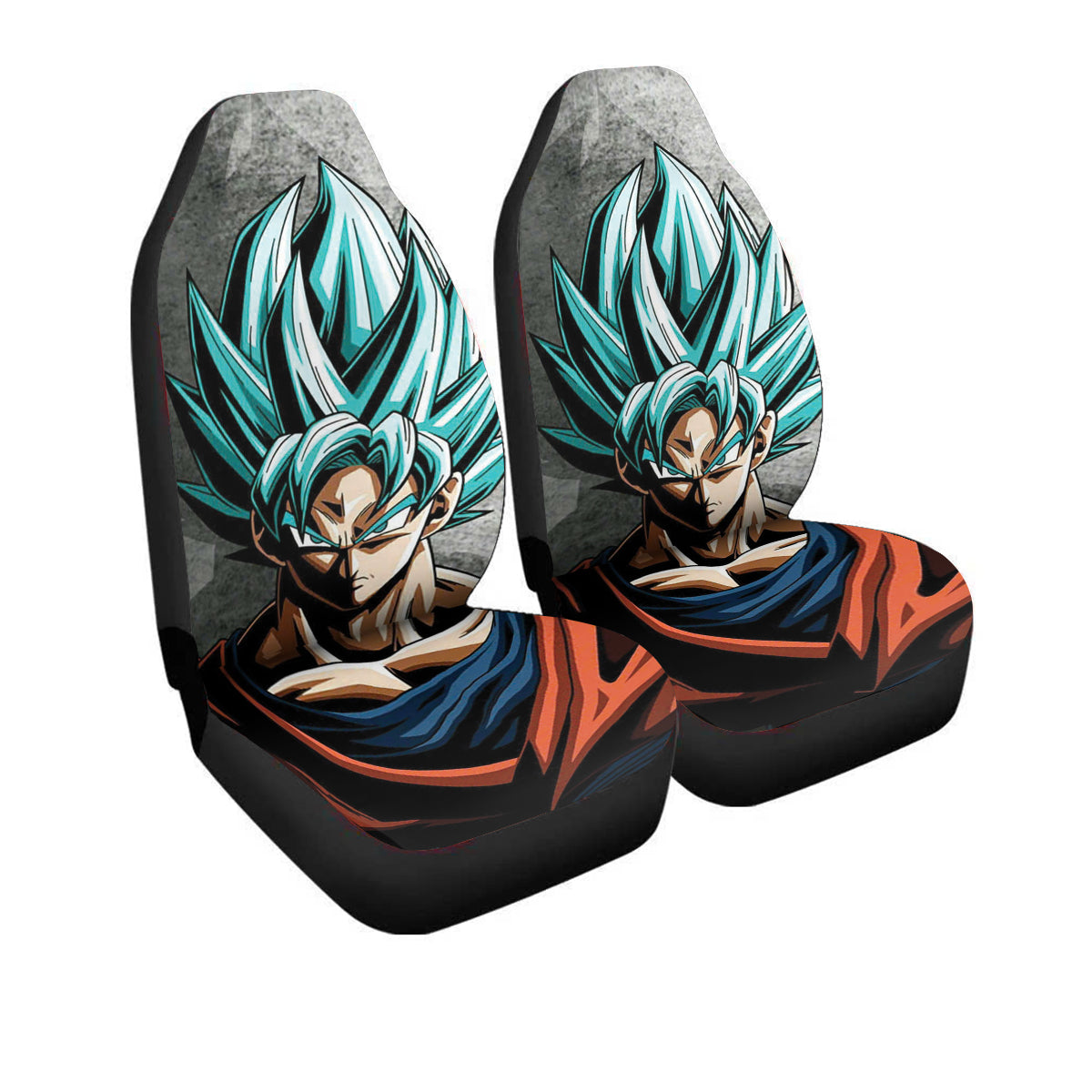 Goku Blue Car Seat Covers – High Quality Graphic and Polar Fleece Protector Set