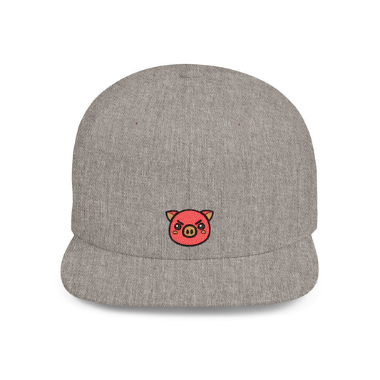 Icons Embroidered Pig Frowning Flat Bill Snapback – Lightweight, Custom Fit, Premium Quality