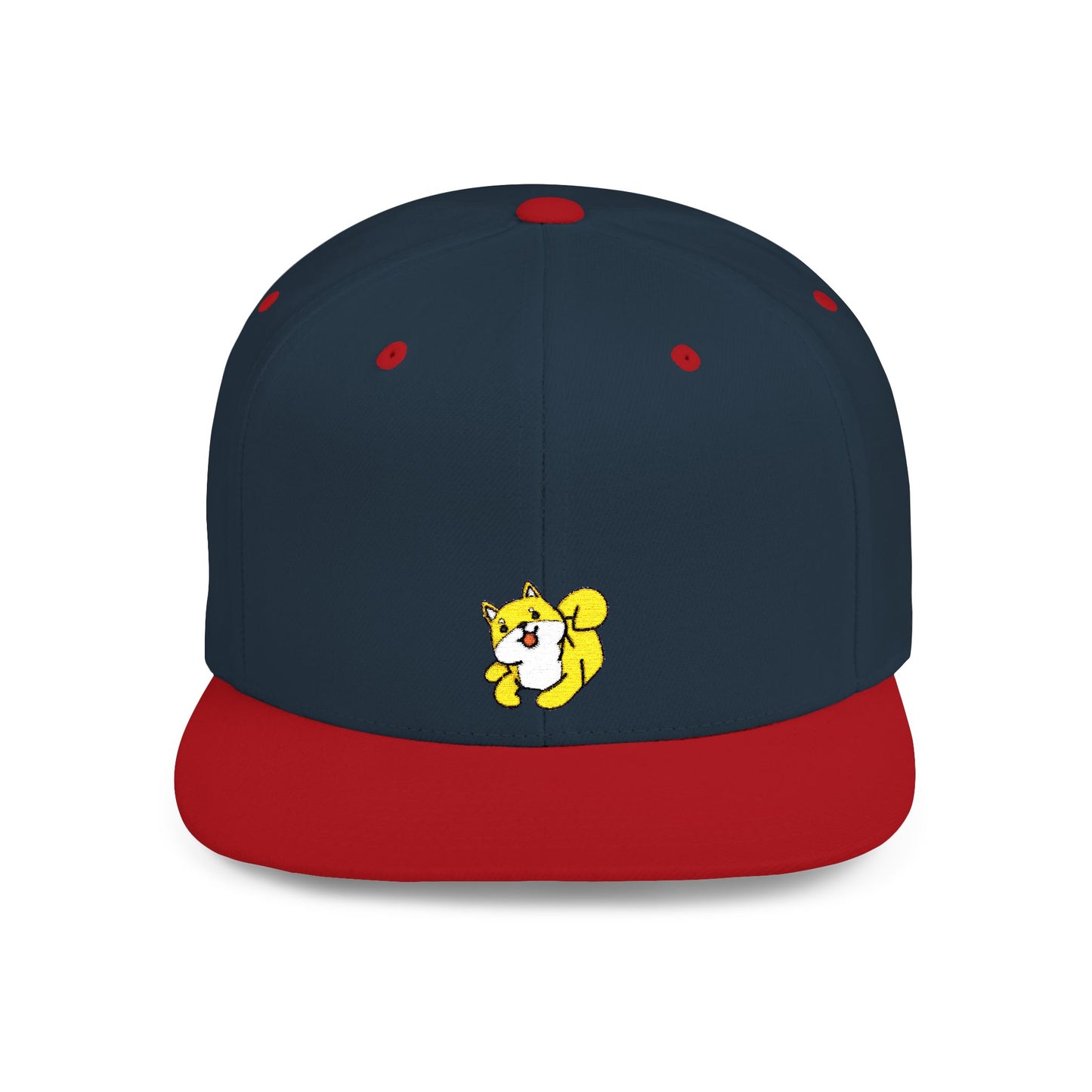 Icons Embroidered Shiba Inu Flat Bill Snapback – Lightweight, Custom Fit, Premium Quality