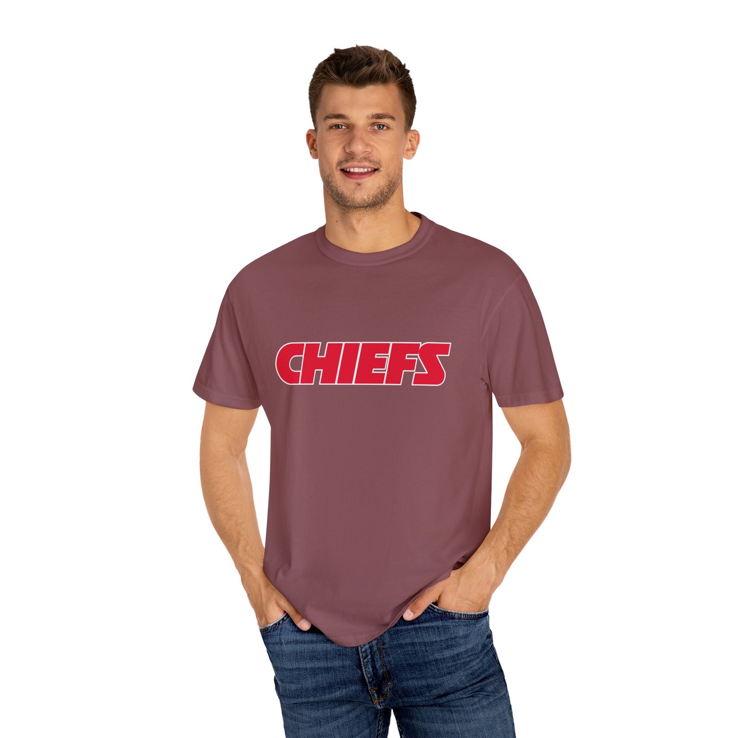 Kansas City Chiefs Team Merch Garment-Dyed T-Shirt – Premium Cotton Tee for Customization