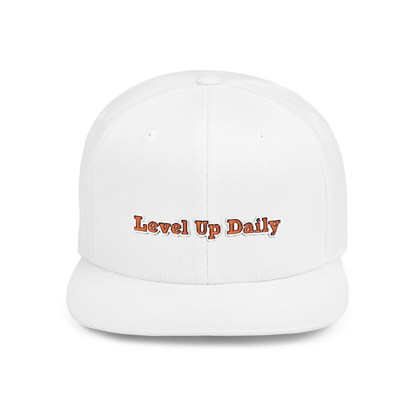 Text Level Up Daily Flat Bill Snapback – Lightweight, Custom Fit, Premium Quality
