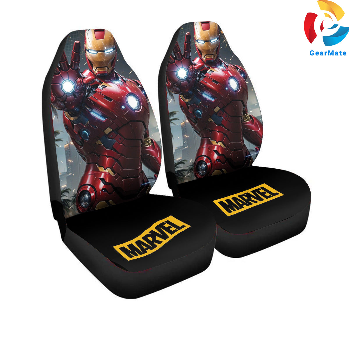 Marvel Iron Man Arvengers Car Seat Covers – High Quality Graphic and Polar Fleece Protector Set