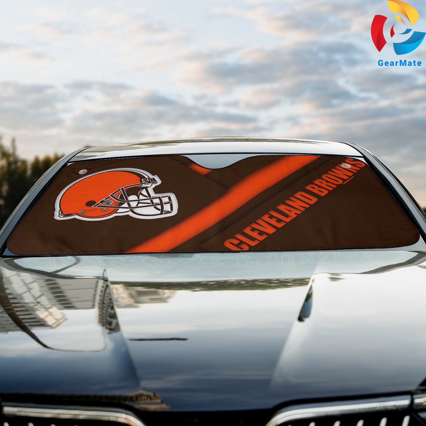 Cleveland Browns NFL Football Team Reflective Car Sunshade – Premium Heat & UV Protection, Universal Fit