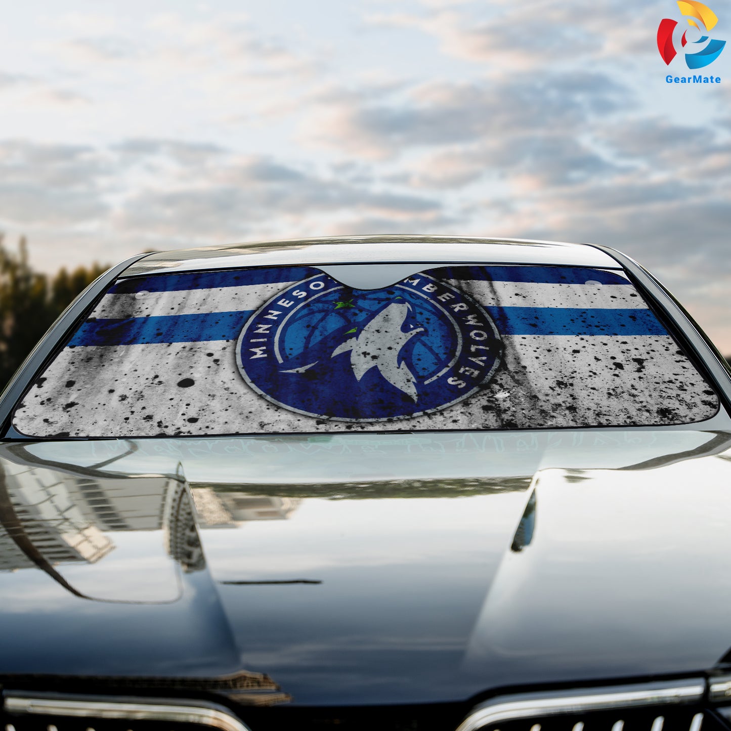 Minnesota Timberwolves NBA Black Spot Reflective Car Sunshade – Premium Heat & UV Protection, Universal Fit