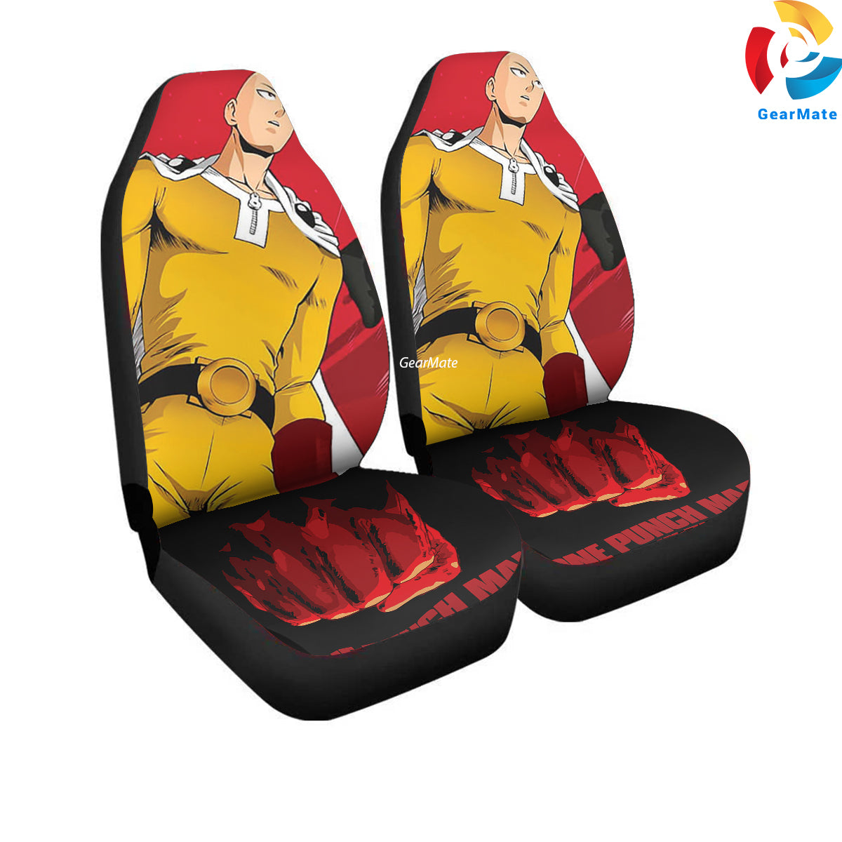 One Punch Man Saitama Car Seat Covers – High Quality Graphic and Polar Fleece Protector Set