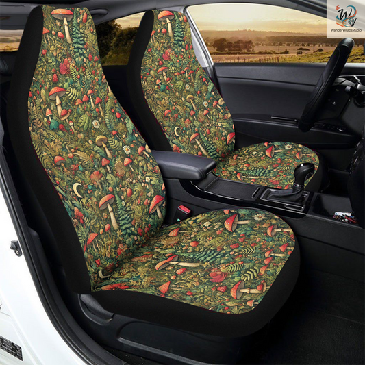 Colorful Mushroom Car Seat Covers – High Quality Graphic and Polar Fleece Protector Set