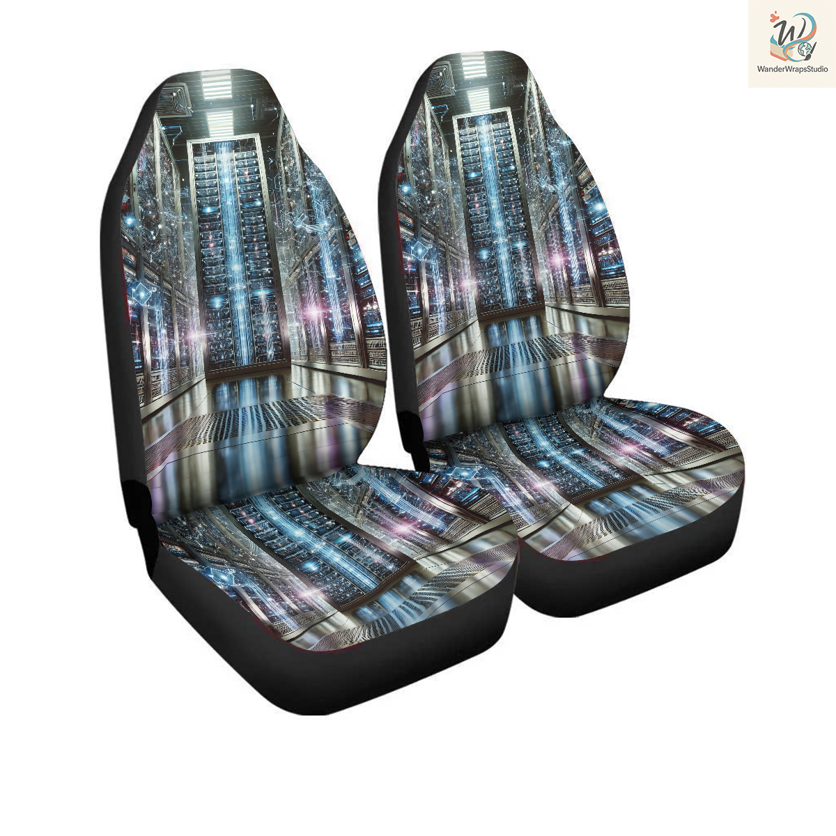 Super Computer 1 Car Seat Covers – High Quality Graphic and Polar Fleece Protector Set