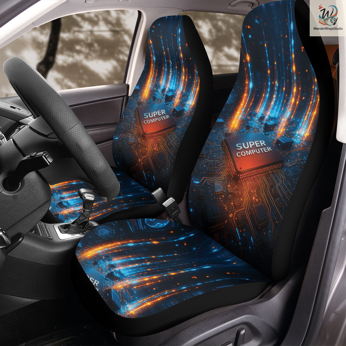Super Computer Car Seat Covers – High Quality Graphic and Polar Fleece Protector Set