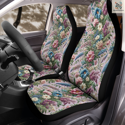 Richly Vibrant Pastel Car Seat Covers – High Quality Graphic and Polar Fleece Protector Set