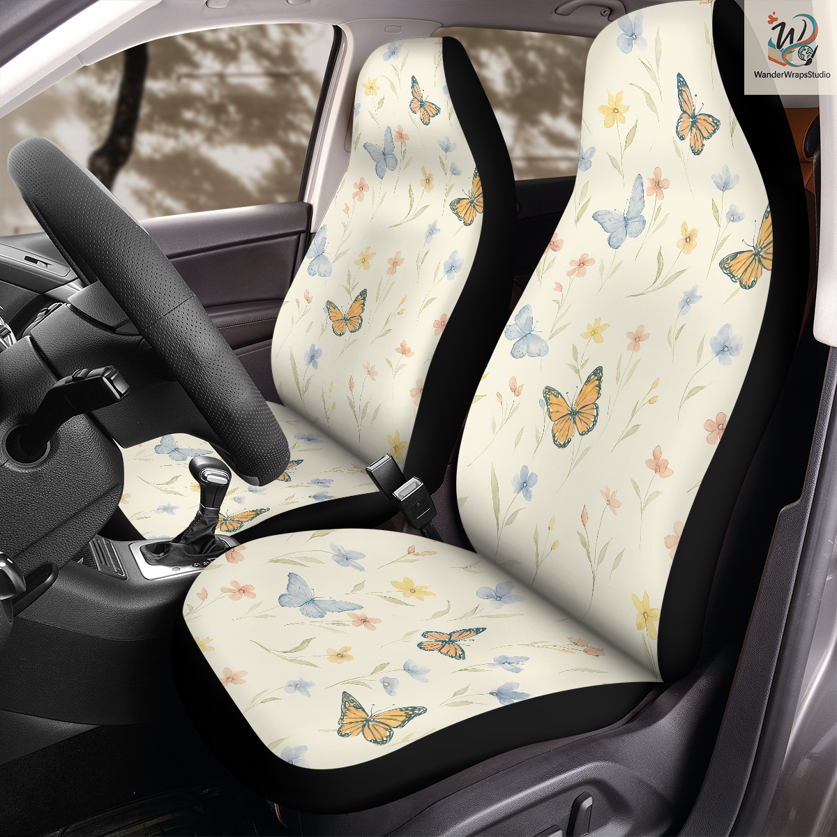 Cute Flowers Car Seat Covers – High Quality Graphic and Polar Fleece Protector Set