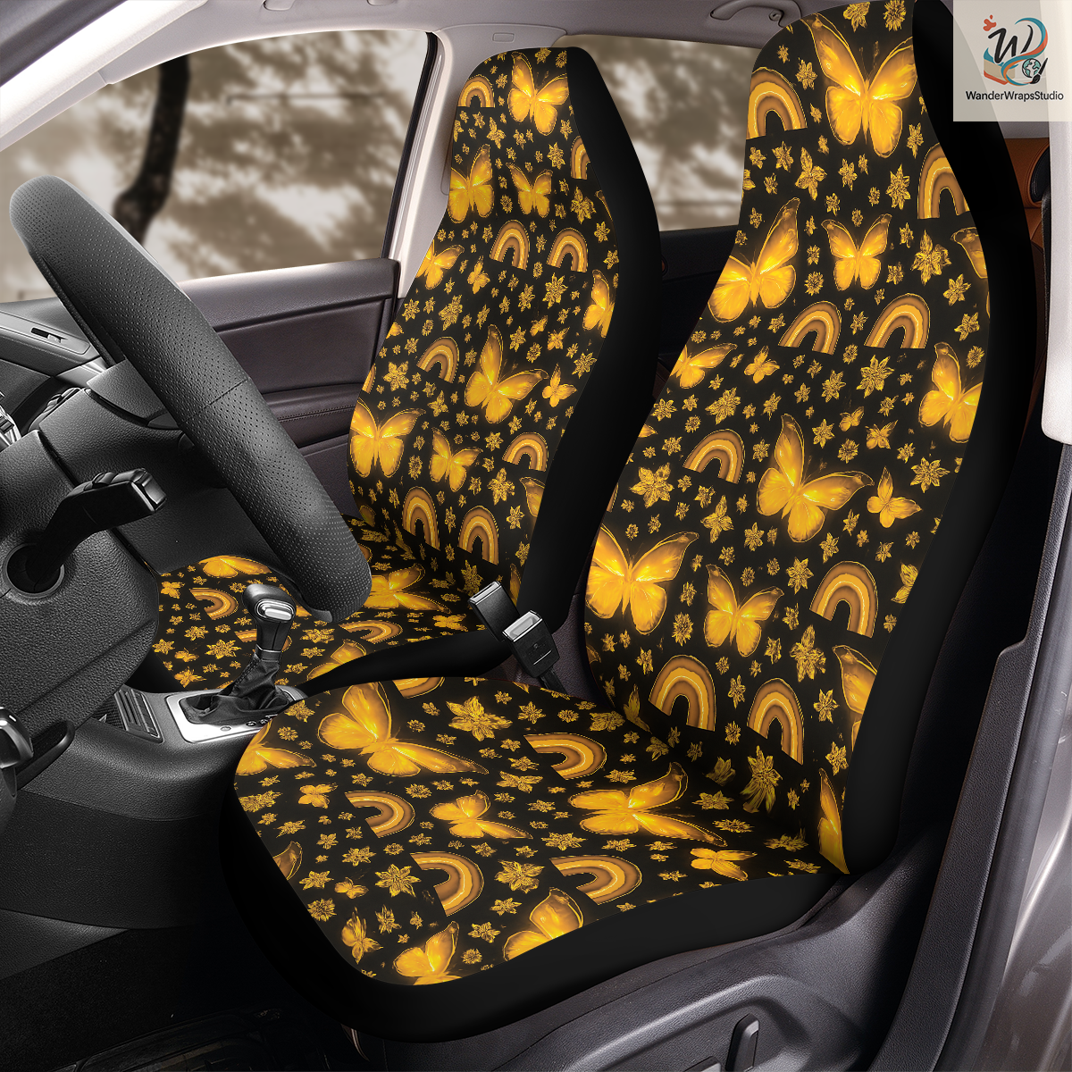 Glowing Butterfly Car Seat Covers – High Quality Graphic and Polar Fleece Protector Set