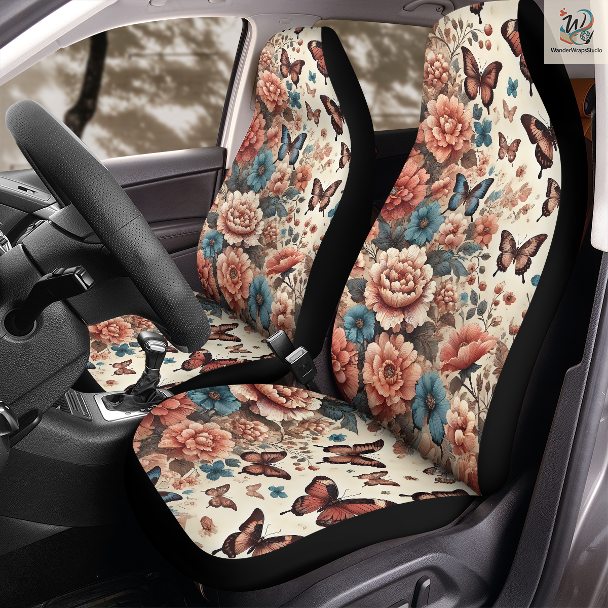 Floral and Butterfly Car Seat Covers – High Quality Graphic and Polar Fleece Protector Set