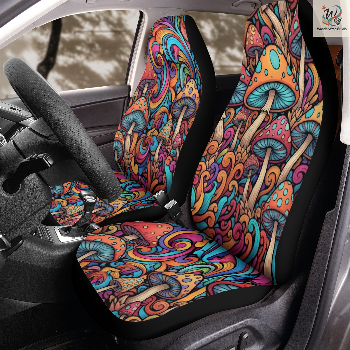 Mushroom Magical Car Seat Covers – High Quality Graphic and Polar Fleece Protector Set