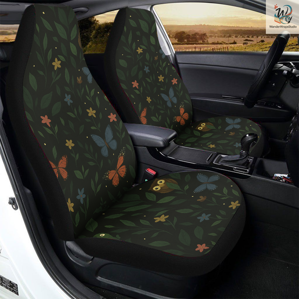 Forest Night Car Seat Covers – High Quality Graphic and Polar Fleece Protector Set