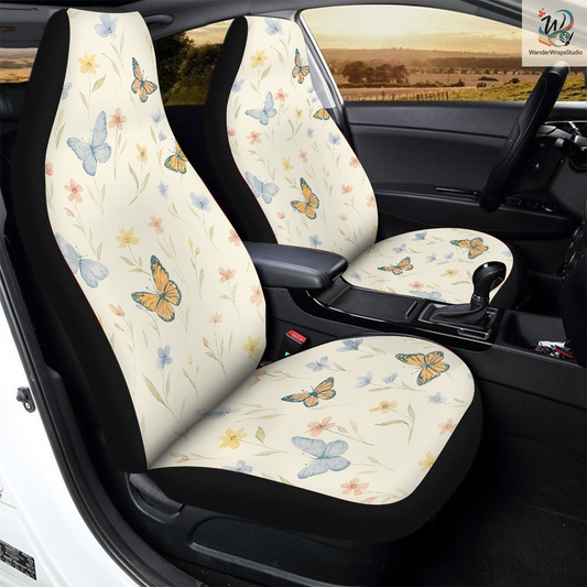 Cute Flowers Car Seat Covers – High Quality Graphic and Polar Fleece Protector Set