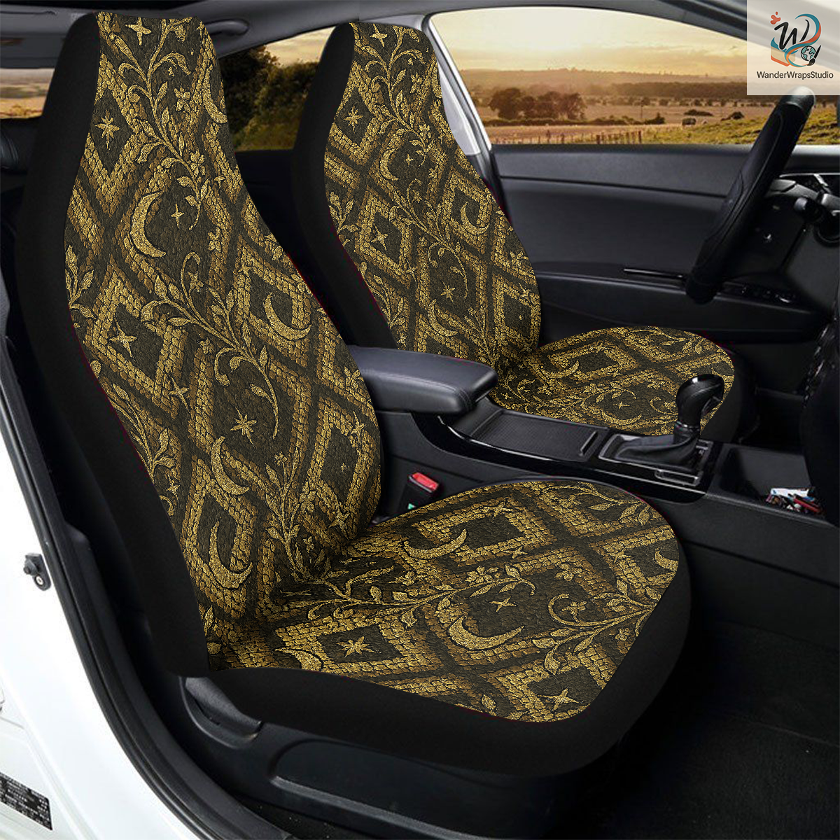 Snakeskin Lattice Car Seat Covers – High Quality Graphic and Polar Fleece Protector Set