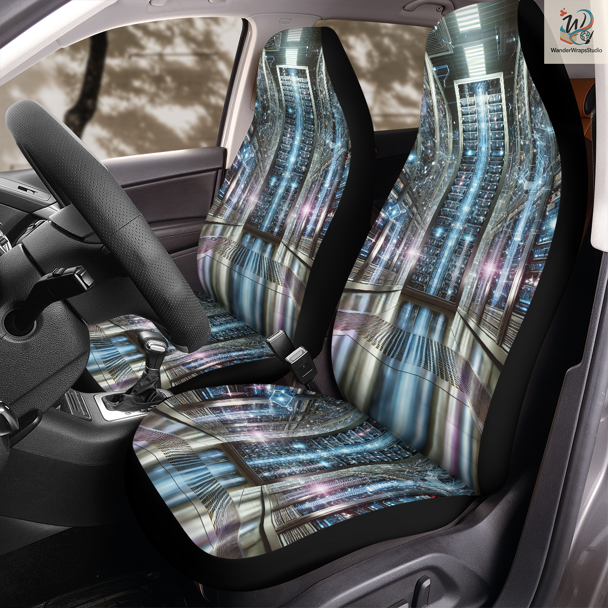 Super Computer 1 Car Seat Covers – High Quality Graphic and Polar Fleece Protector Set