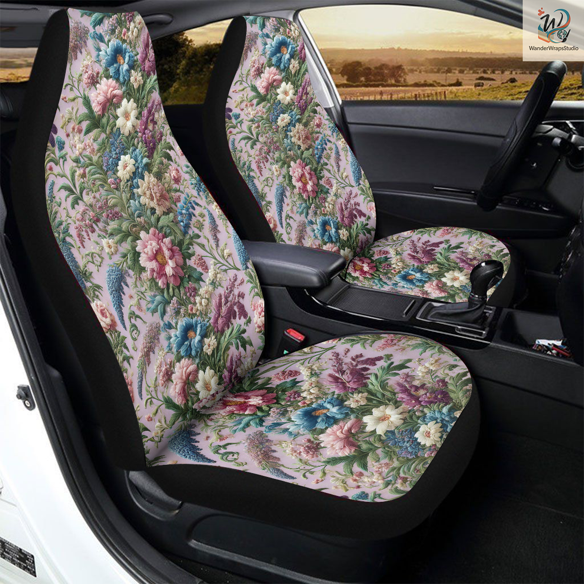 Richly Vibrant Pastel Car Seat Covers – High Quality Graphic and Polar Fleece Protector Set