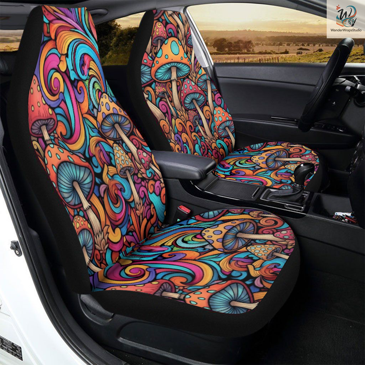 Mushroom Magical Car Seat Covers – High Quality Graphic and Polar Fleece Protector Set