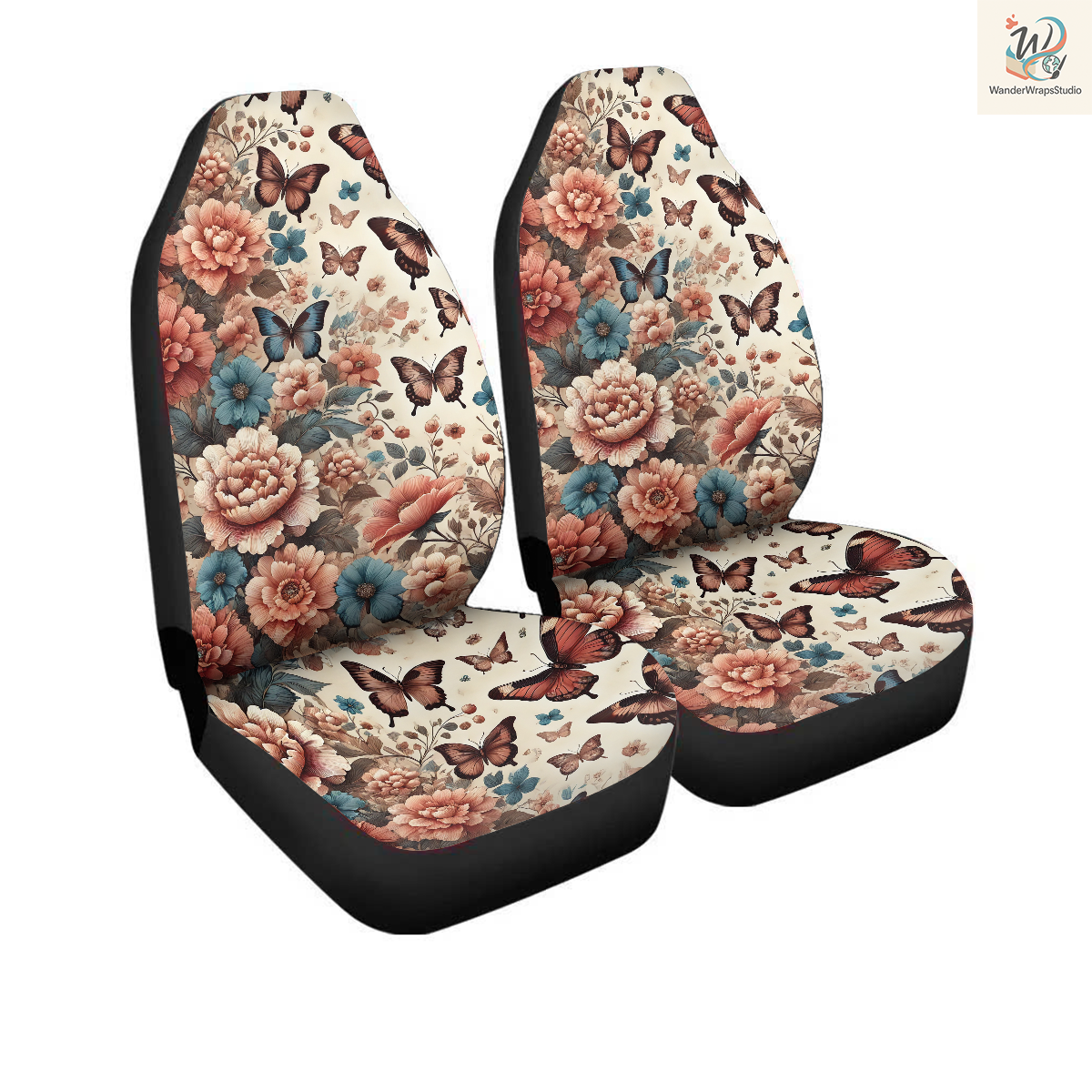 Floral and Butterfly Car Seat Covers – High Quality Graphic and Polar Fleece Protector Set
