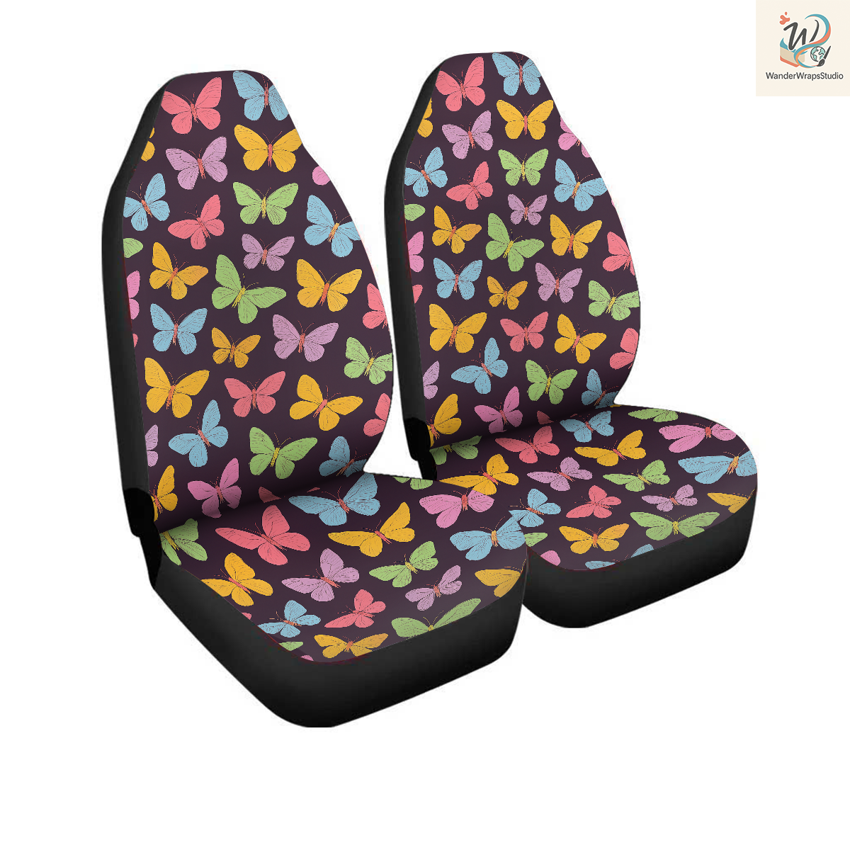 Vibrant Butterflies Car Seat Covers – High Quality Graphic and Polar Fleece Protector Set