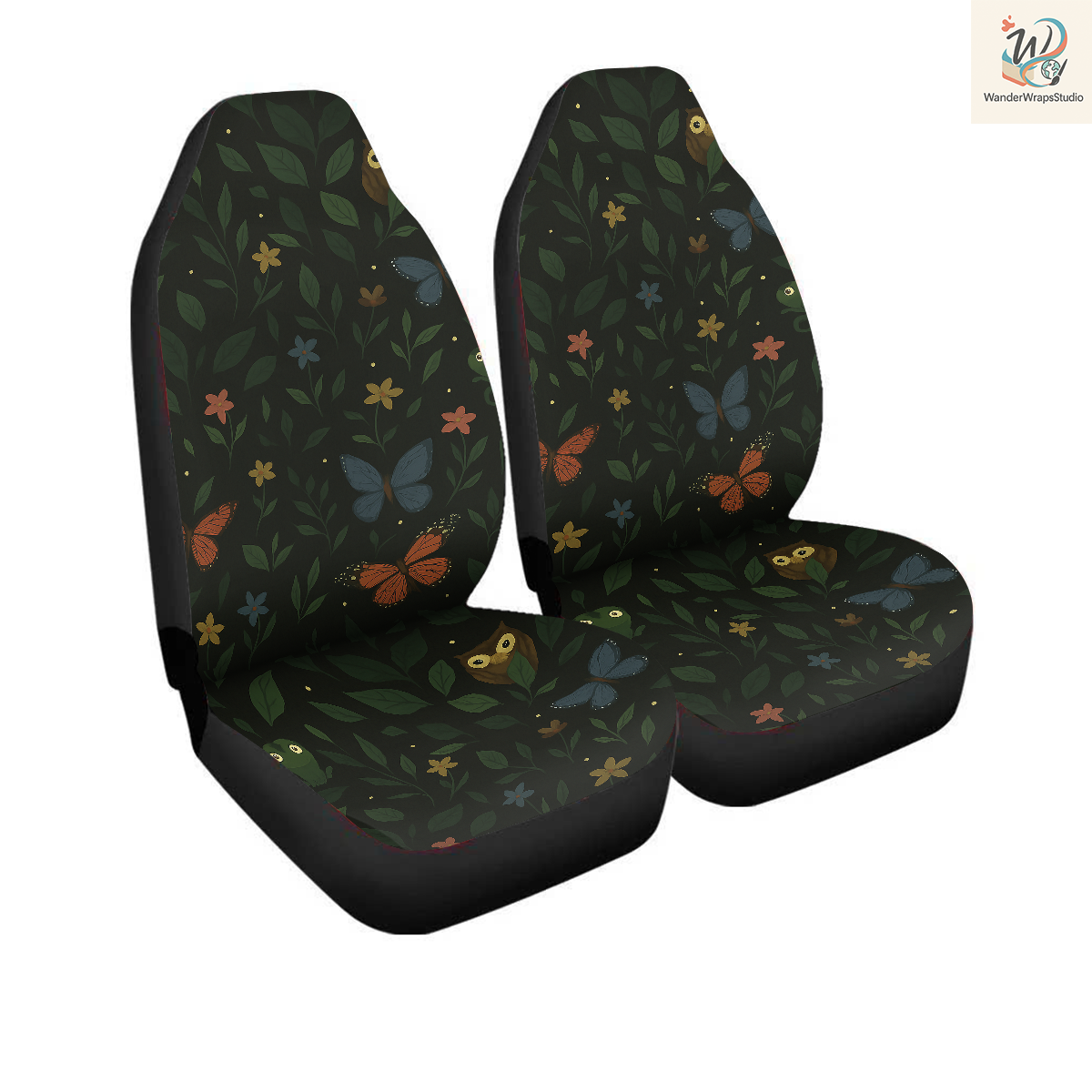 Forest Night Car Seat Covers – High Quality Graphic and Polar Fleece Protector Set