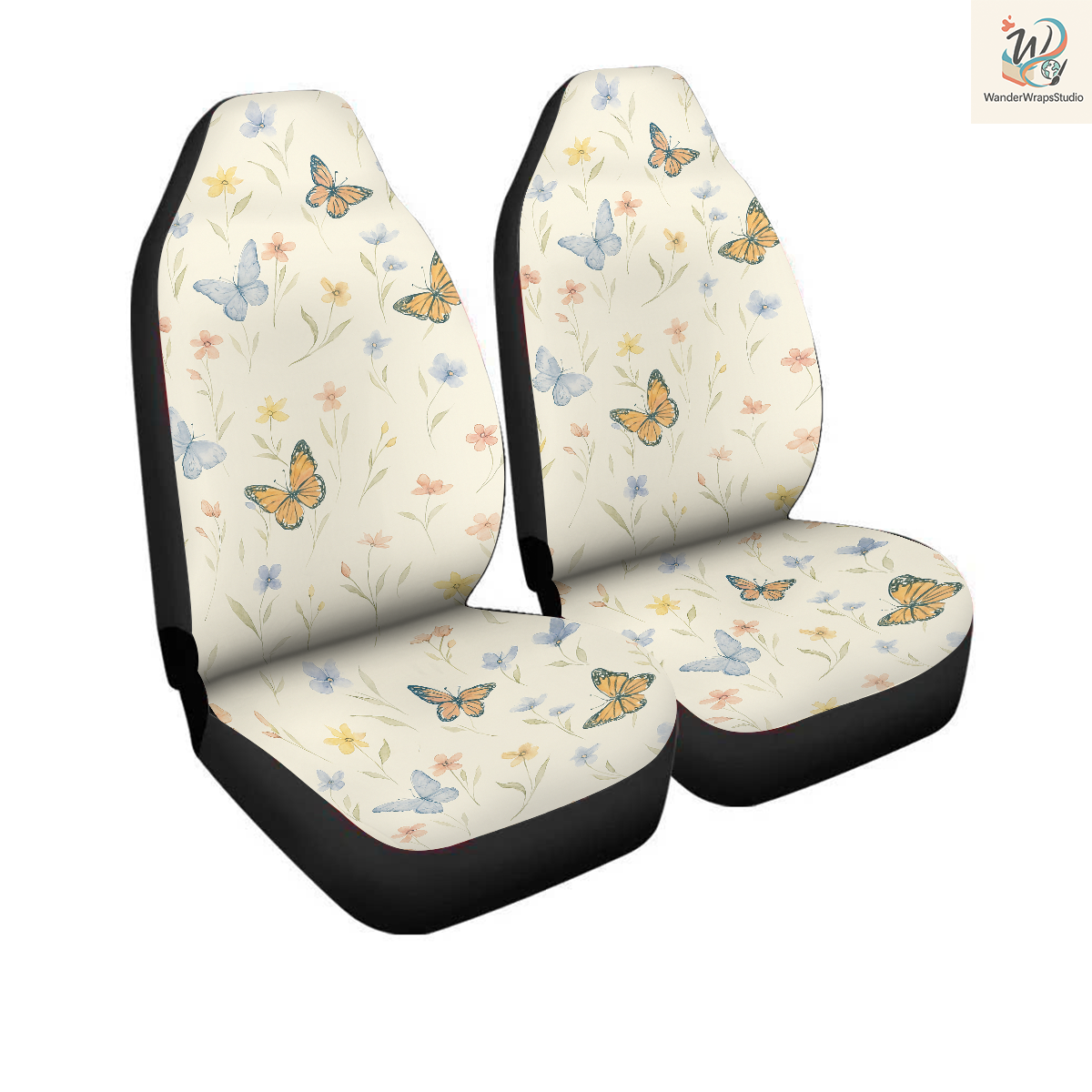Cute Flowers Car Seat Covers – High Quality Graphic and Polar Fleece Protector Set