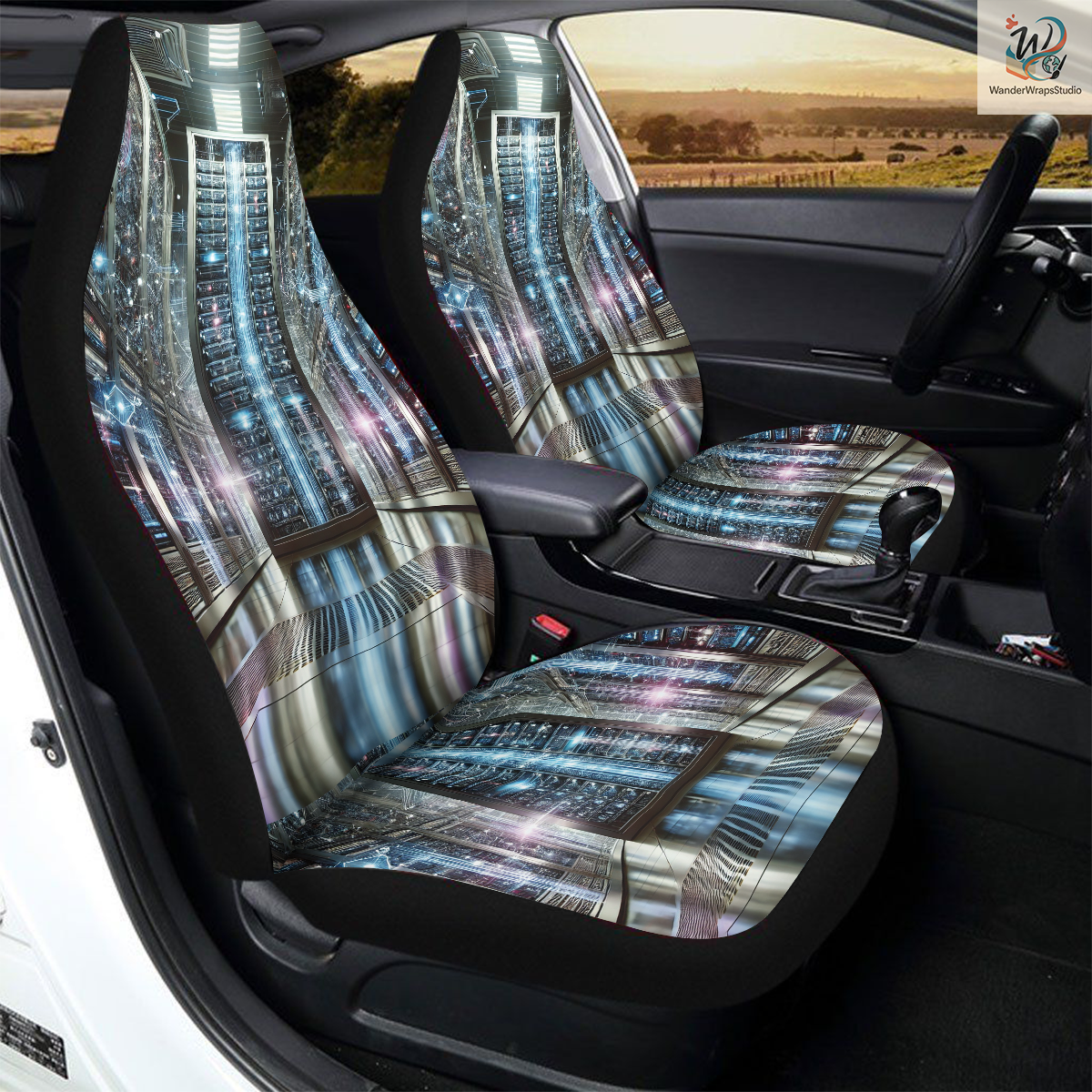 Super Computer 1 Car Seat Covers – High Quality Graphic and Polar Fleece Protector Set