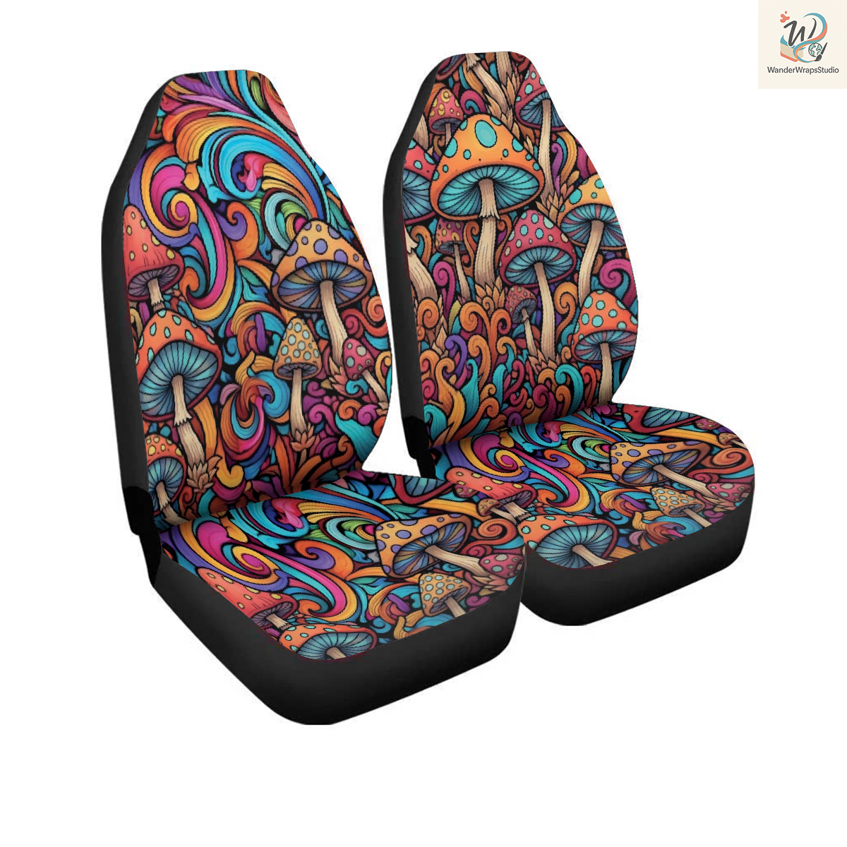 Mushroom Magical Car Seat Covers – High Quality Graphic and Polar Fleece Protector Set