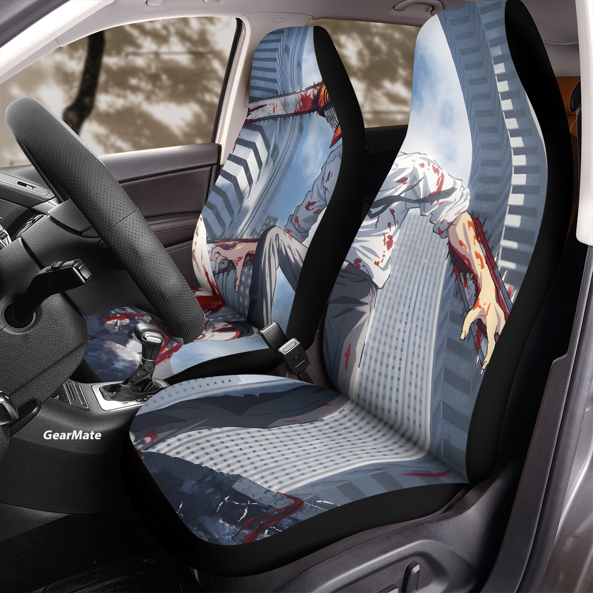 Chainsaw Man Car Seat Covers – High Quality Graphic and Polar Fleece Protector Set