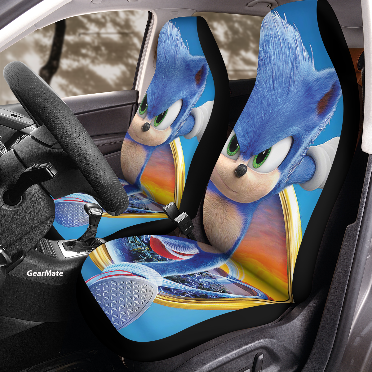 Sonic The Hedgehog Car Seat Covers – High Quality Graphic and Polar Fleece Protector Set