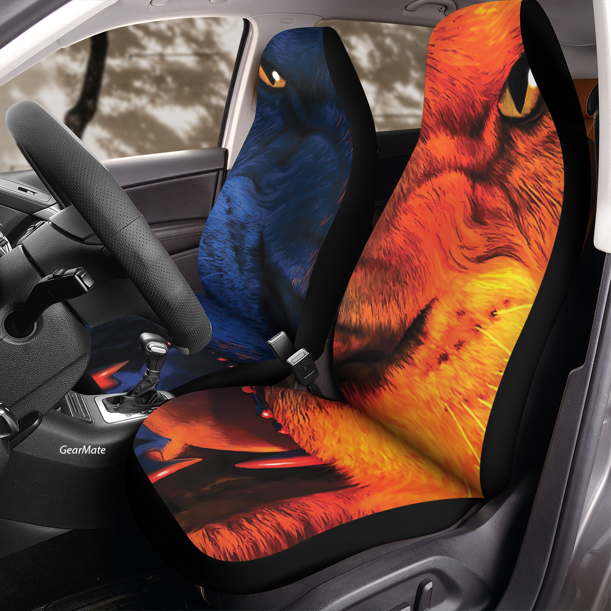 Lion Car Seat Covers – High Quality Graphic and Polar Fleece Protector Set