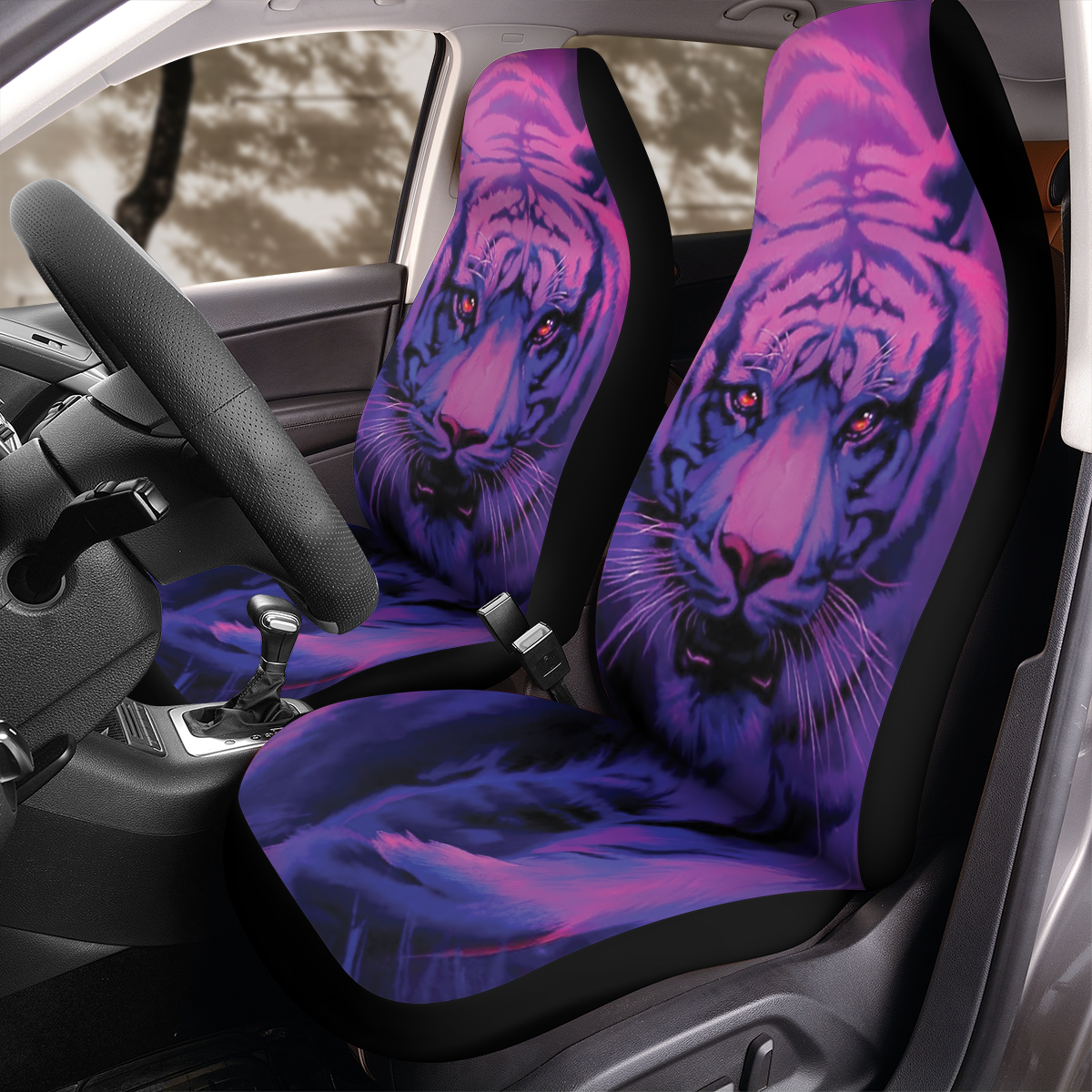 Purple Tiger Car Seat Covers – High Quality Graphic and Polar Fleece Protector Set