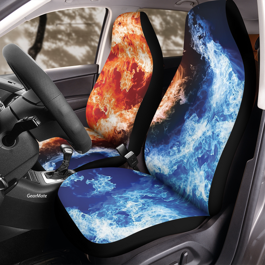 Ying Yang Flame Car Seat Covers – High Quality Graphic and Polar Fleece Protector Set