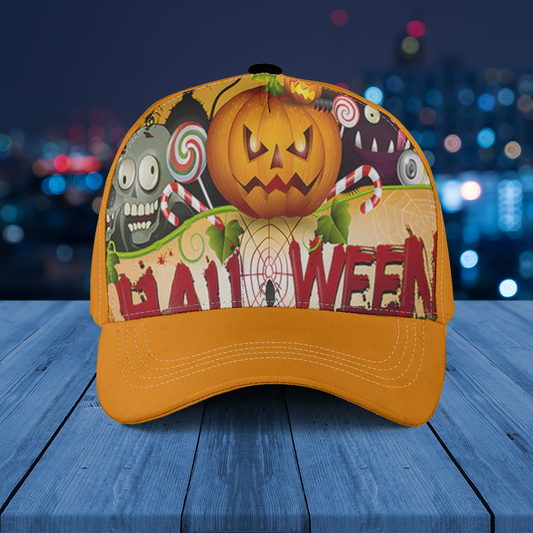 Halloween Pumpkin Lantern Baseball Cap – Lightweight, Custom Fit