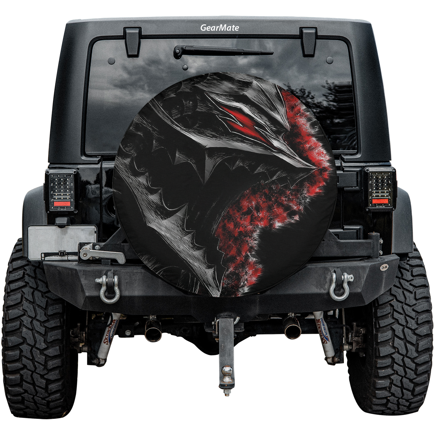 Black & Red Berserk Spare Tire Cover – Premium Waterproof UV-Resistant Protector