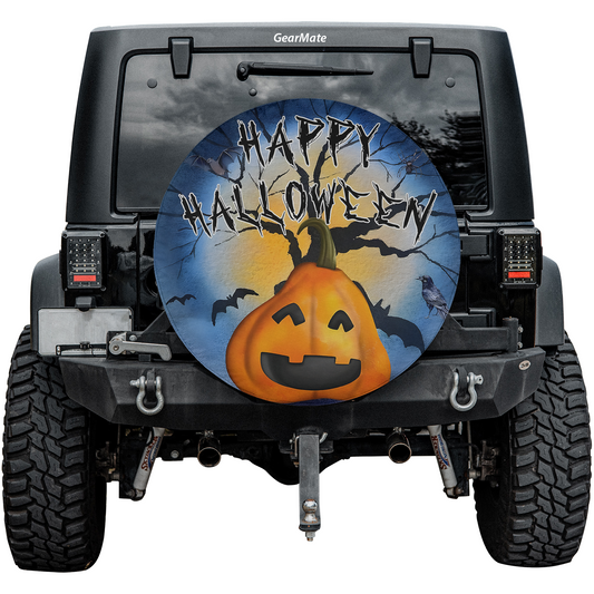 Happy Halloween Pumpkin Spare Tire Cover – Premium Waterproof UV-Resistant Protector